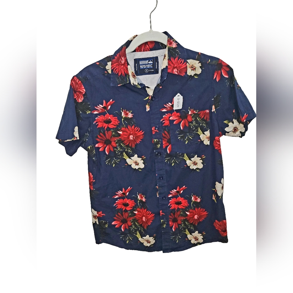 Navy Floral Boys Shirt